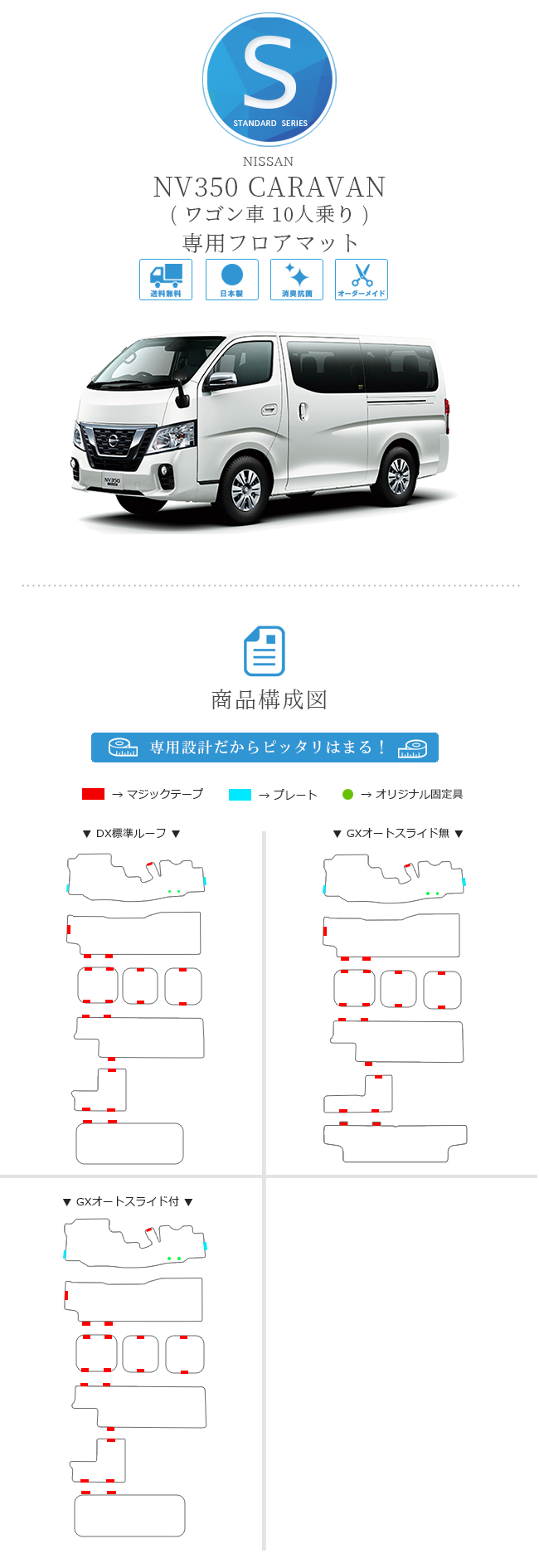 送料無料 激安 お買い得 キ゛フト 日産 NV350キャラバンバン DXワイドボディー H24 6〜 E26 6人乗車,4ドア,低床 専用フロアマット  ゼロ 自動車 カーマット