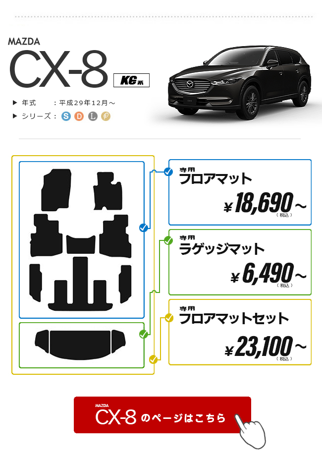 CX-8 フロアマット ラゲッジマット KG系 DXシリーズ MAZDA cx8 マツダ 
