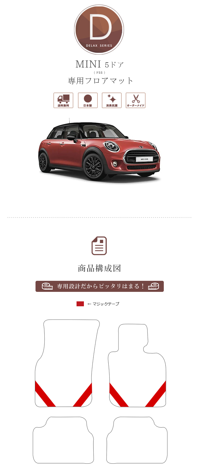 BMW MINI ミニ5ドア F55 DXマット<br>フロアマット 純正 TYPE 内装 